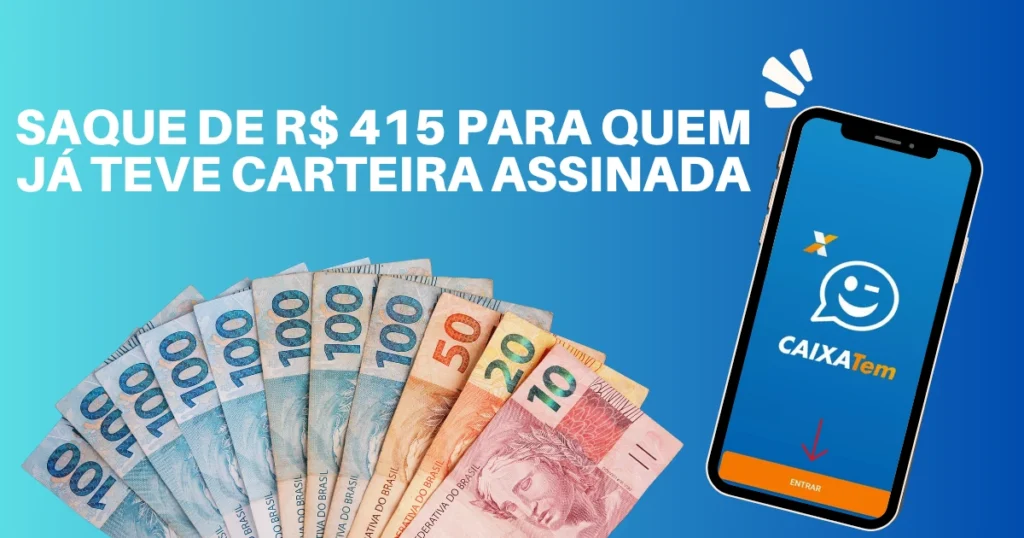 A Caixa Econômica Federal lançou uma iniciativa para beneficiar brasileiros que já possuem carteira assinada, disponibilizando o valor de R$ 415 por meio do aplicativo Caixa Tem.